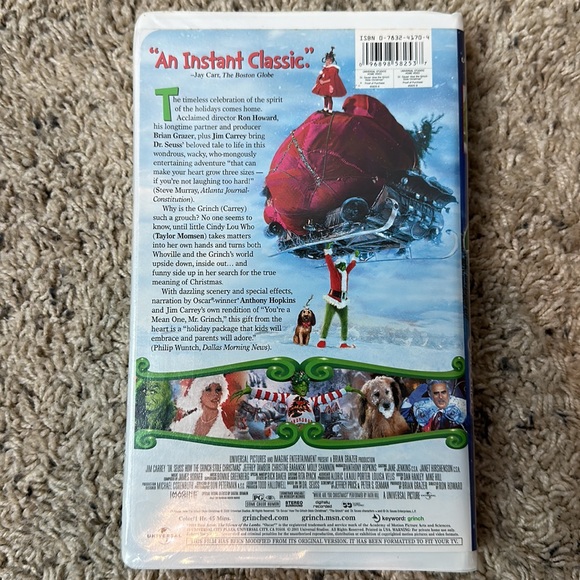 Dr. Seuss How The Grinch Stole Christmas VHS Movie Jim Carrey - Picture 2 of 4